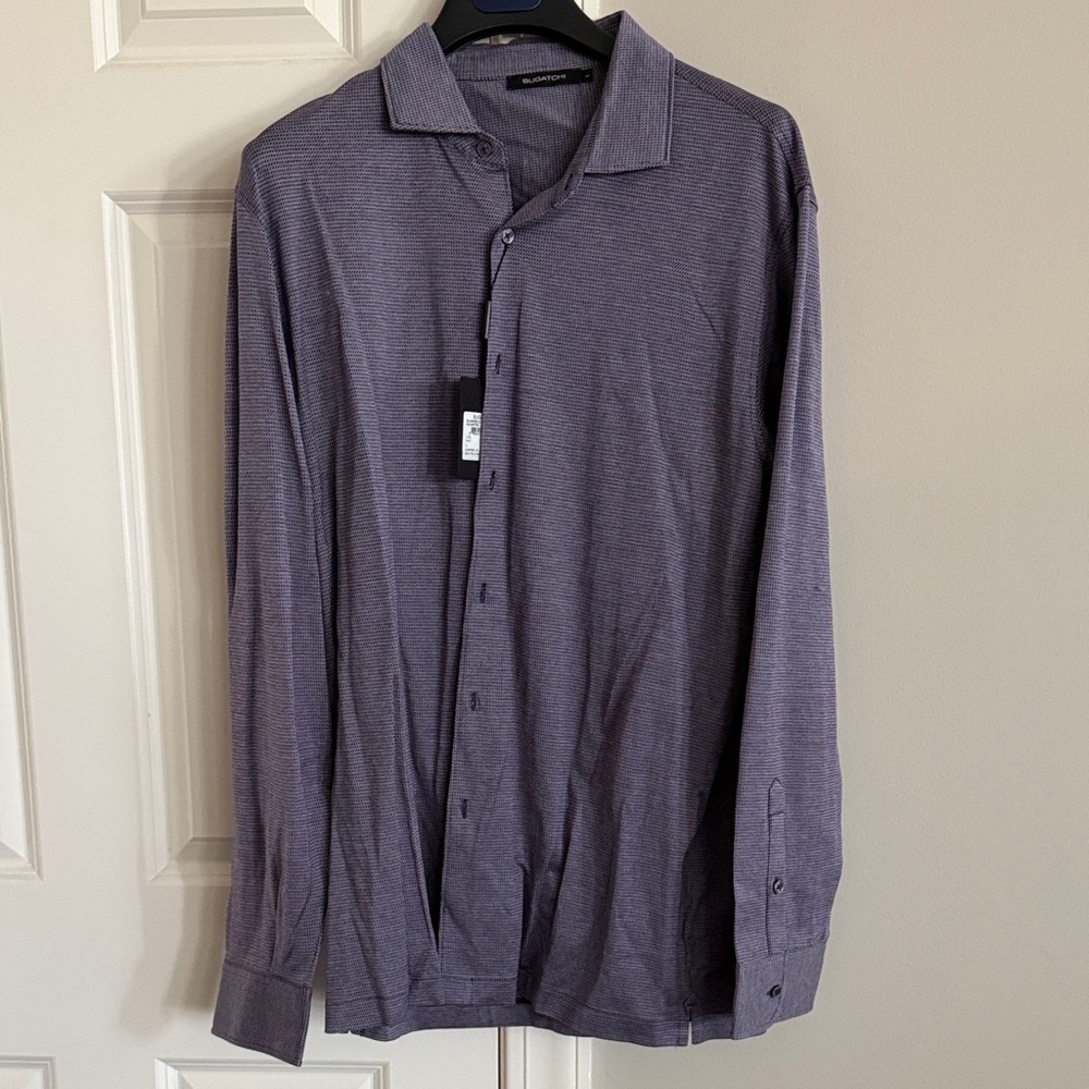 Bugatchi Men's Button-Down Long Sleeve Shirt - Dusty Purple